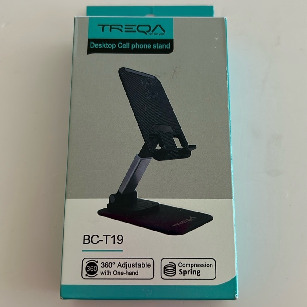 Treqa Desktop Cell Phone Stand - BLACK - BRAND NEW IN BOX.